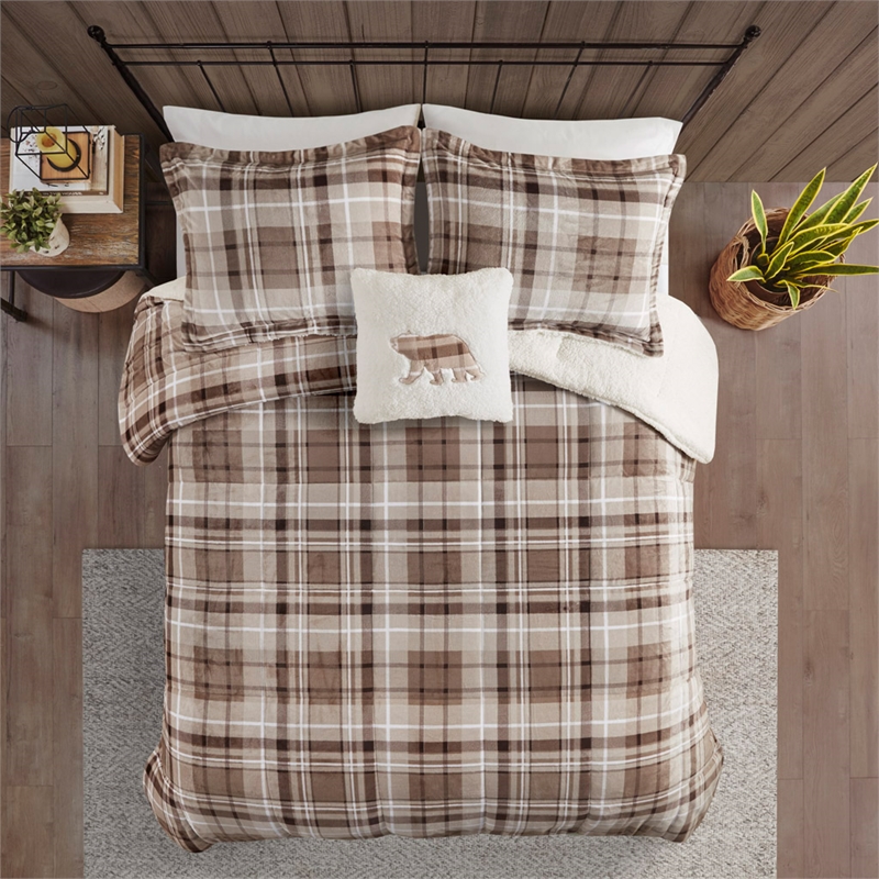 Woolrich Alton 4-Piece Fabric King Down Alternative Comforter Set in Tan