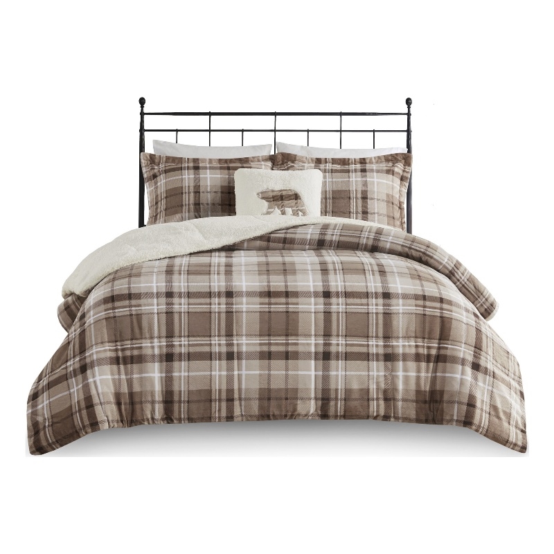 Woolrich Alton 4-Piece Fabric King Down Alternative Comforter Set in Tan