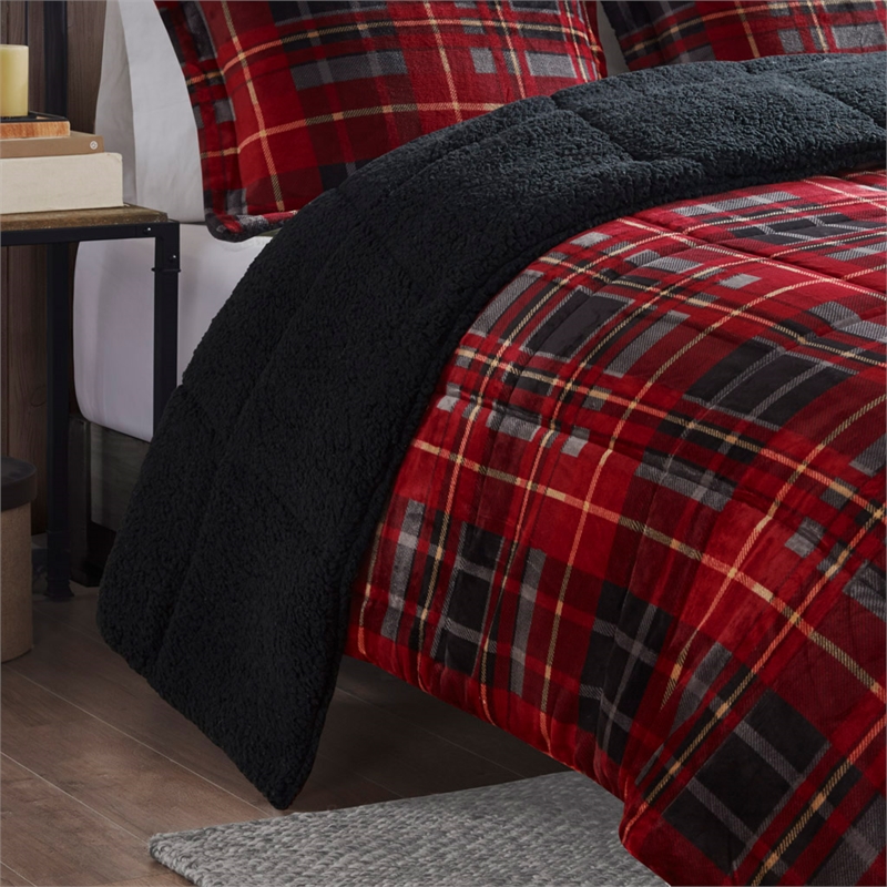 Woolrich Alton 4-Piece Fabric Full/Queen Down Alternative Comforter Set in Red