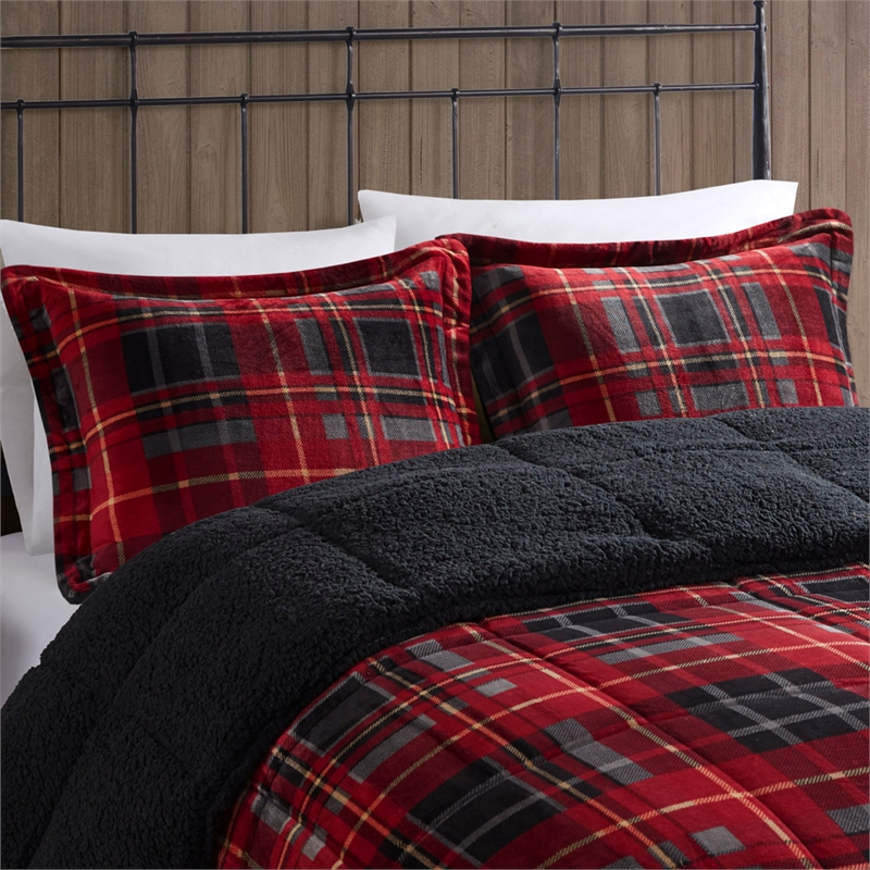 Woolrich Alton 4-Piece Fabric Full/Queen Down Alternative Comforter Set in Red