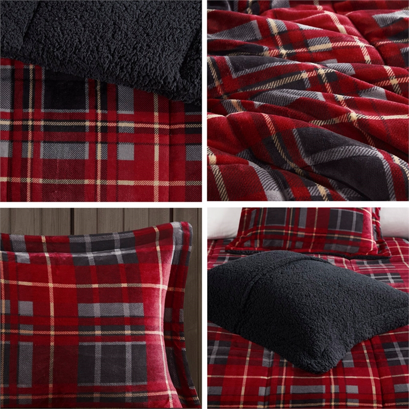 Woolrich Alton 4-Piece Fabric Full/Queen Down Alternative Comforter Set in Red