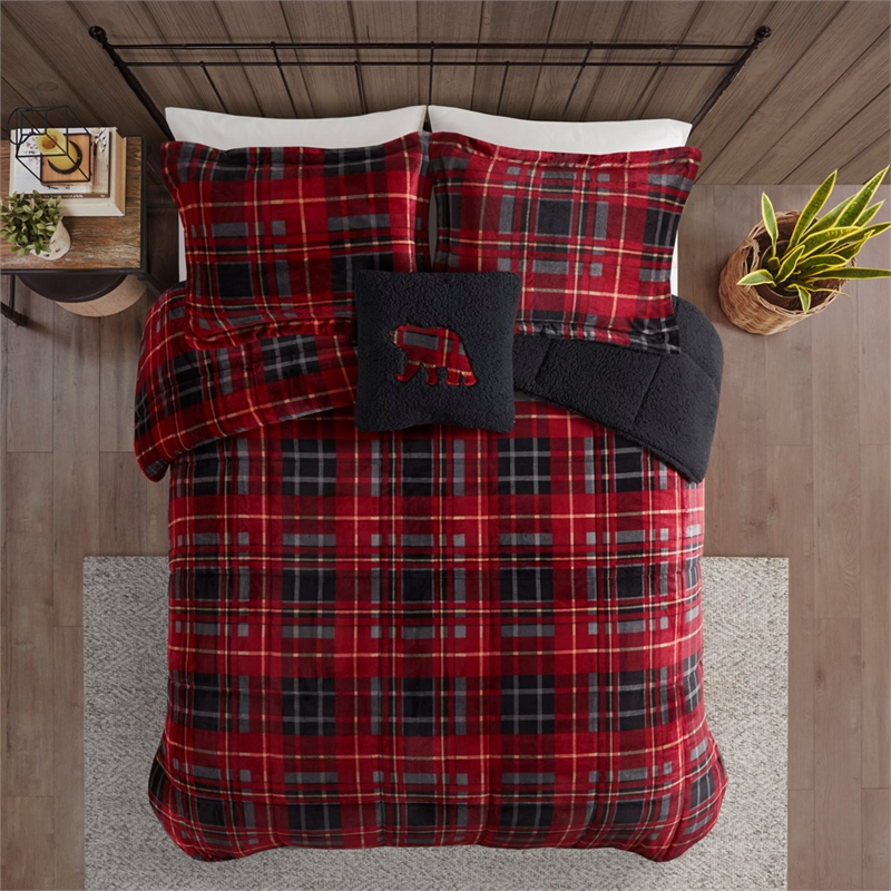Woolrich Alton 4-Piece Fabric Full/Queen Down Alternative Comforter Set in Red