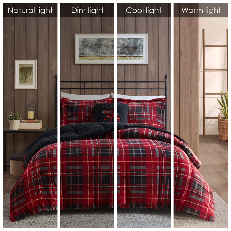 Woolrich Alton 4-Piece Fabric Full/Queen Down Alternative Comforter Set in Red