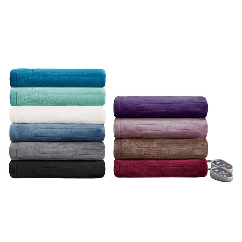 Beautyrest Contemporary Polyester/Plush Fabric Twin Heated Blanket in Brown