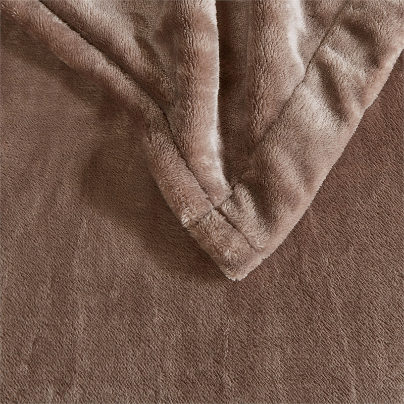 Beautyrest Contemporary Polyester/Plush Fabric Twin Heated Blanket in Brown