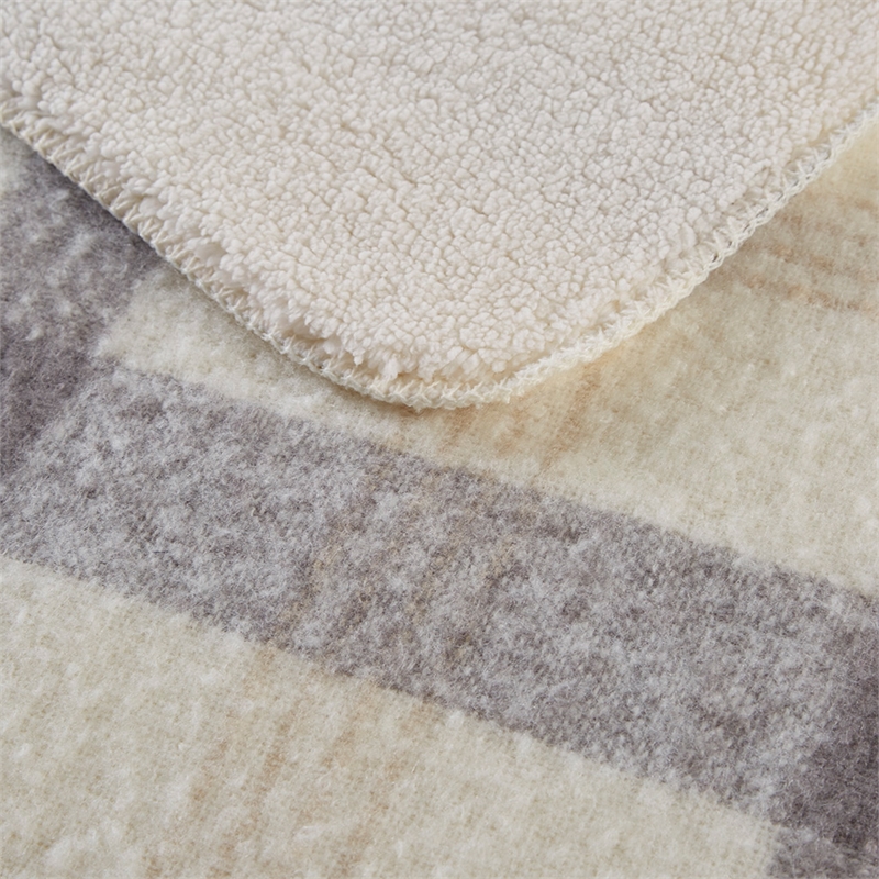 Woolrich Bloomington Mid-Century Faux Mohair to Sherpa Fabric Throw in Ivory
