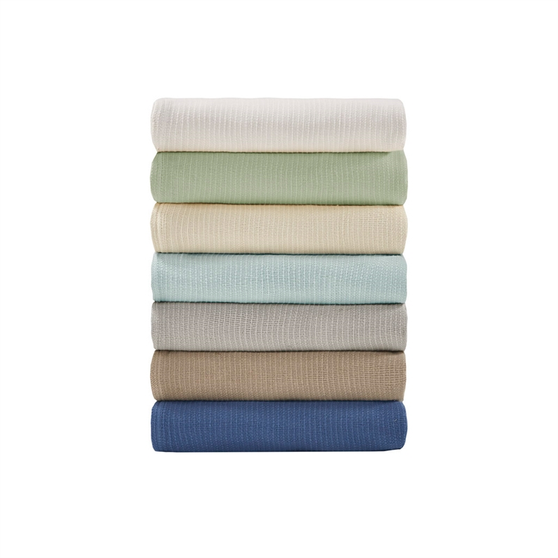 Madison Park Freshspun Contemporary Lightweight Cotton Full/Queen Blanket - Mint