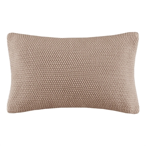 INK+IVY Bree Knit 12x20&quot Contemporary Acrylic Fabric Pillow Cover in Brown