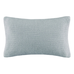INK+IVY Bree Knit 12x20&quot Contemporary Acrylic Fabric Pillow Cover in Blue