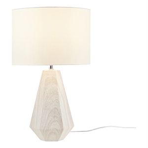 ink+ivy flinn modern resin table lamp with faux wood texture in white
