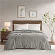 Serta Contemporary Solid Corded Plush Fabric Queen Heated Blanket in Gray