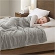 Serta Contemporary Solid Corded Plush Fabric Queen Heated Blanket in Gray