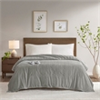 Serta Contemporary Solid Corded Plush Fabric Twin Heated Blanket in Gray