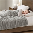 Serta Contemporary Solid Corded Plush Fabric Twin Heated Blanket in Gray
