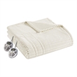Serta Contemporary Solid Corded Plush Fabric King Heated Blanket in Ivory