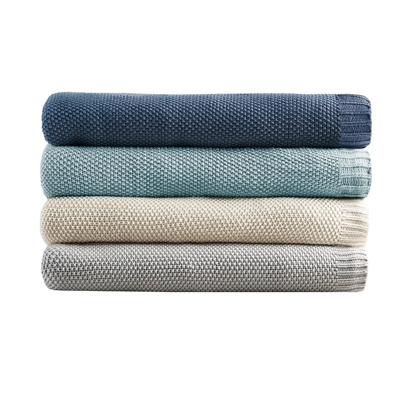 INK+IVY Bree Knit Contemporary Acrylic Fabric King Blanket in Blue