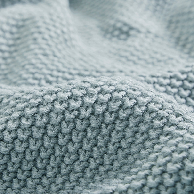 INK+IVY Bree Knit Contemporary Acrylic Fabric Twin Blanket in Blue