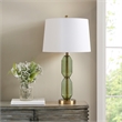 Hampton Hill Zirconia Modern Glass/Polyester Faceted Table Lamp in Green/White