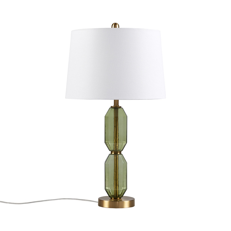 Hampton Hill Zirconia Modern Glass/Polyester Faceted Table Lamp in Green/White