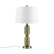 Hampton Hill Zirconia Modern Glass/Polyester Faceted Table Lamp in Green/White