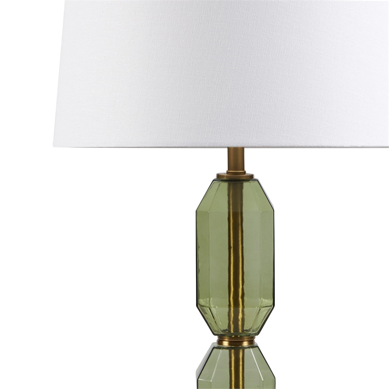 Hampton Hill Zirconia Modern Glass/Polyester Faceted Table Lamp in Green/White