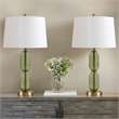 Hampton Hill Zirconia Modern Glass/Polyester Faceted Table Lamp in Green/White