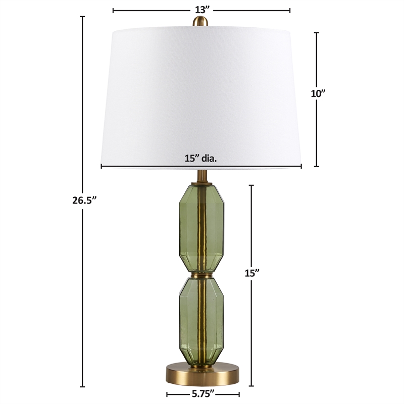 Hampton Hill Zirconia Modern Glass/Polyester Faceted Table Lamp in Green/White