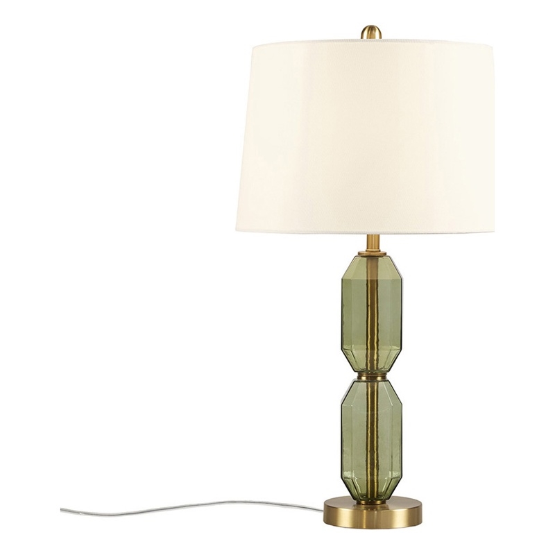 Hampton Hill Zirconia Modern Glass/Polyester Faceted Table Lamp in Green/White