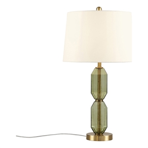 Hampton Hill Zirconia Modern Glass/Polyester Faceted Table Lamp in Green/White