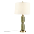 Hampton Hill Zirconia Modern Glass/Polyester Faceted Table Lamp in Green/White