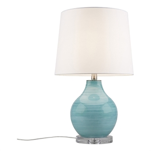 hampton hill maelle coastal glass swirl blown table lamp in aqua/clear