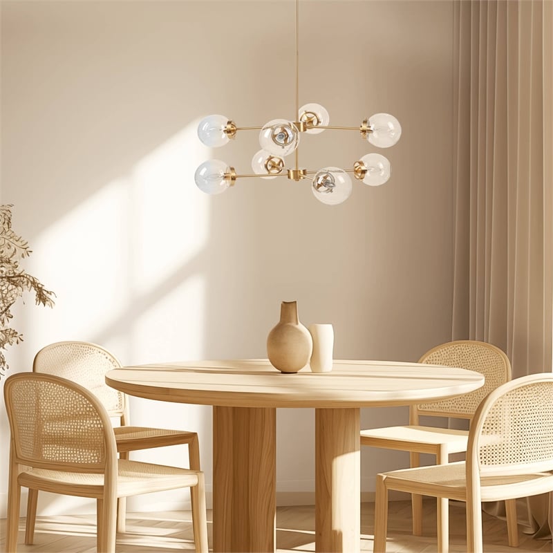 INK+IVY Calista 8-Light Glass/Iron Chandelier with Globe Bulbs in Clear/Gold