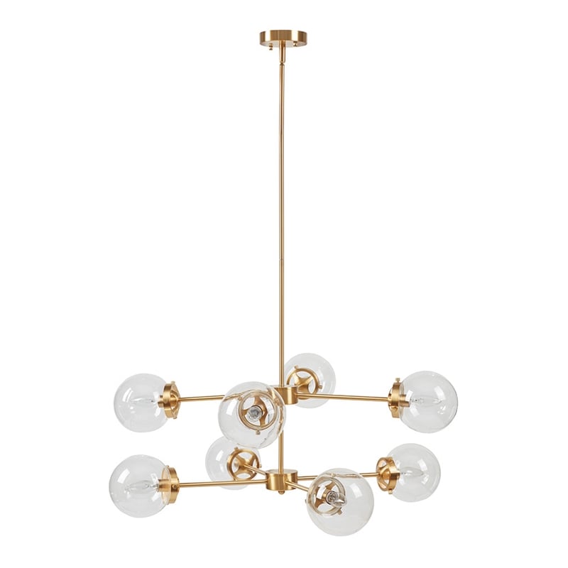 INK+IVY Calista 8-Light Glass/Iron Chandelier with Globe Bulbs in Clear/Gold