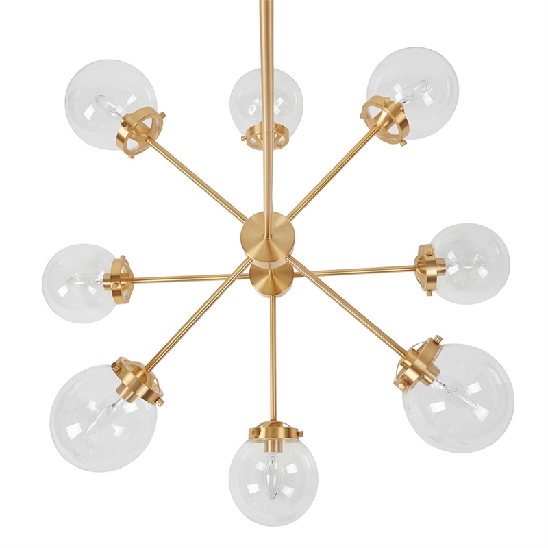 INK+IVY Calista 8-Light Glass/Iron Chandelier with Globe Bulbs in Clear/Gold