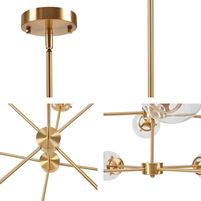 INK+IVY Calista 8-Light Glass/Iron Chandelier with Globe Bulbs in Clear/Gold