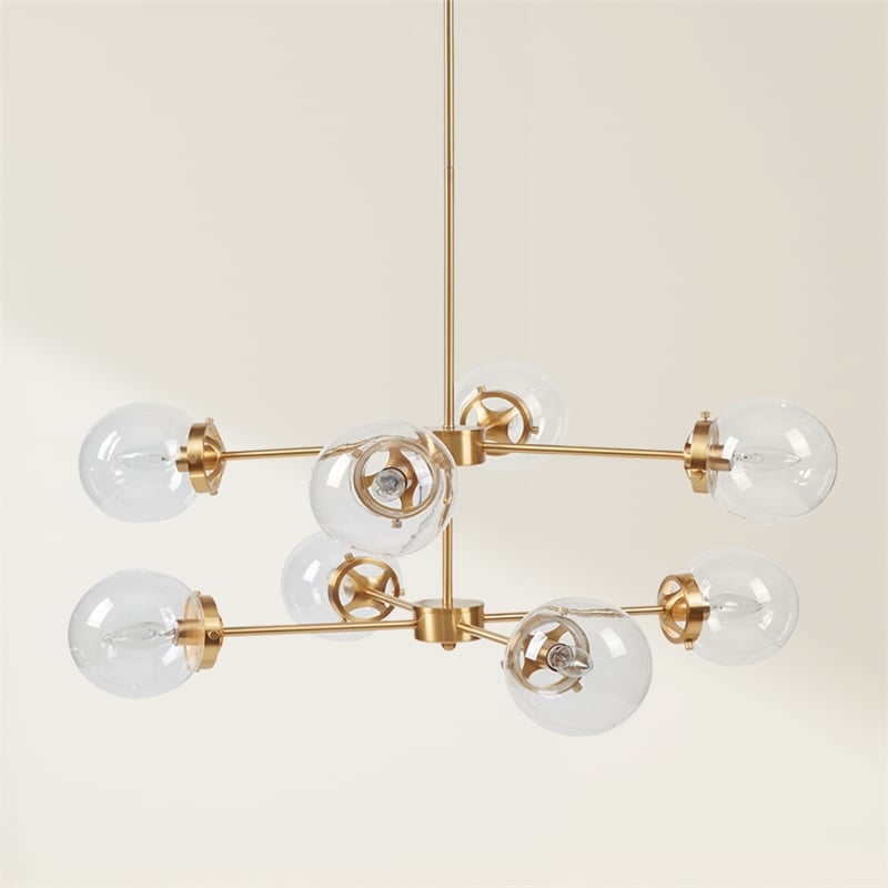 INK+IVY Calista 8-Light Glass/Iron Chandelier with Globe Bulbs in Clear/Gold
