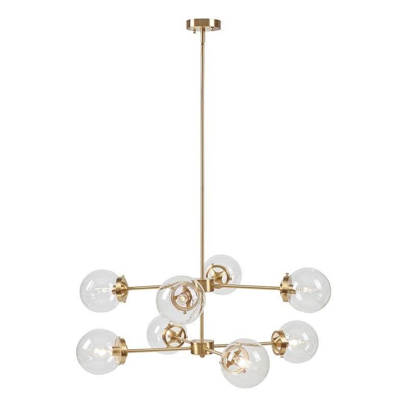 INK+IVY Calista 8-Light Glass/Iron Chandelier with Globe Bulbs in Clear/Gold
