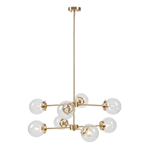 INK+IVY Calista 8-Light Glass/Iron Chandelier with Globe Bulbs in Clear/Gold