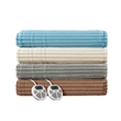 Serta Contemporary Solid Corded Plush Fabric Full Heated Blanket in Ivory