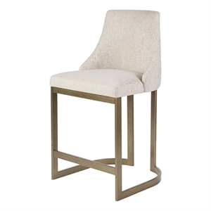 Madison Park Bryce 26.25&quot Modern Fabric/Wood Counter Stool in Cream