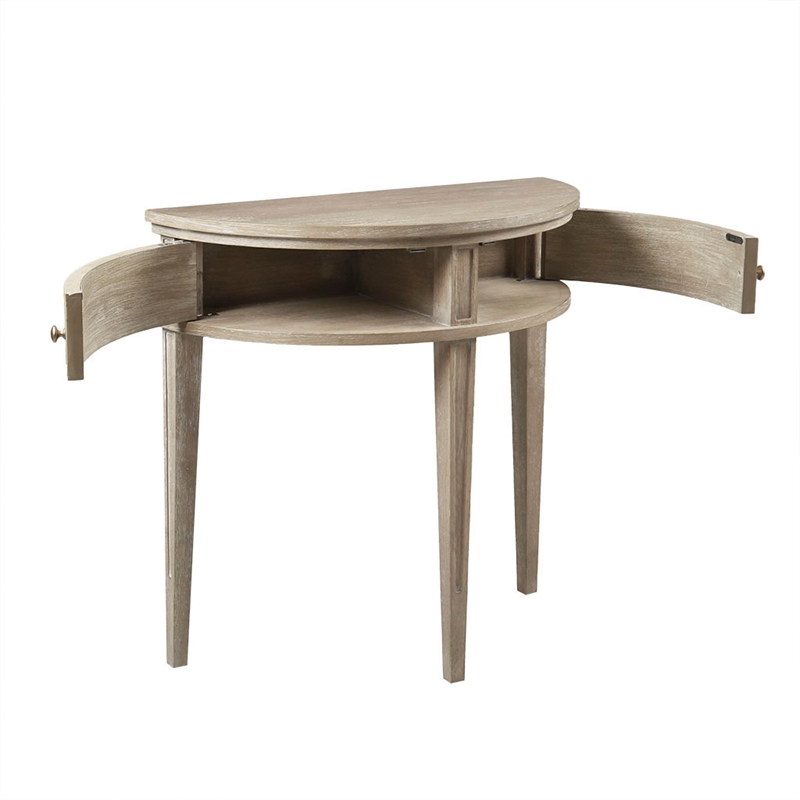 Martha Stewart Crestview Traditional Wood Storage Console Table in Wheat