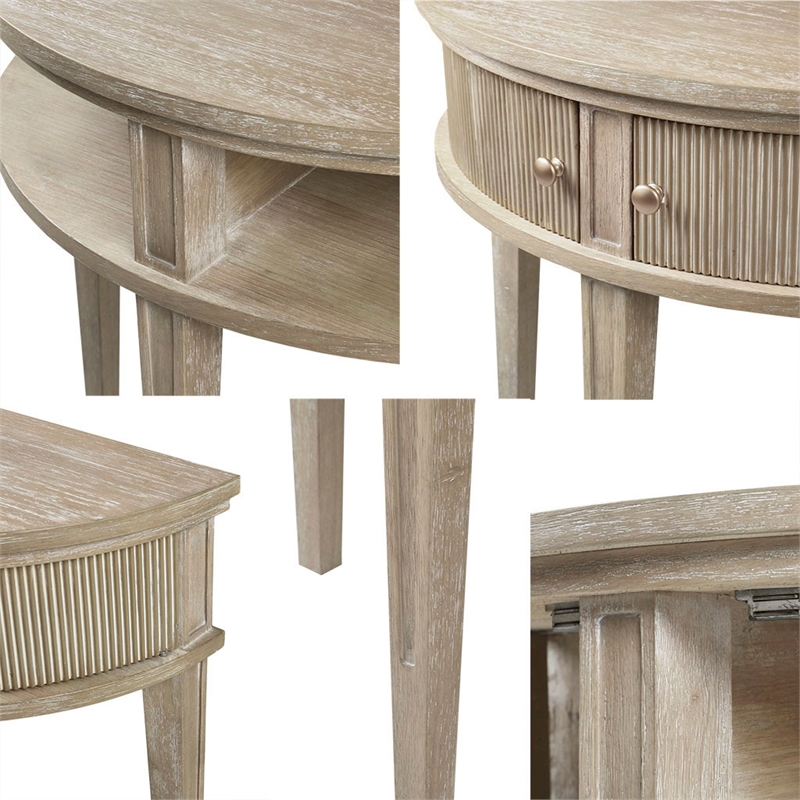 Martha Stewart Crestview Traditional Wood Storage Console Table in Wheat