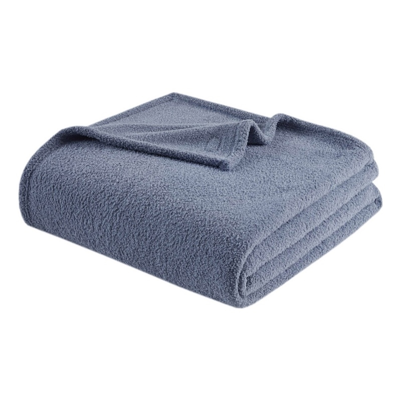 Beautyrest Dream Soft Faux Feathersoft Fabric Full/Queen Blanket in Navy