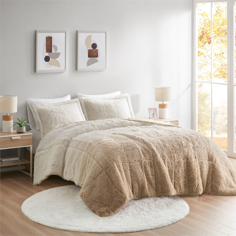 Intelligent Design Brielle 3-Pc Fabric Full/Queen Comforter Mini Set in Ivory