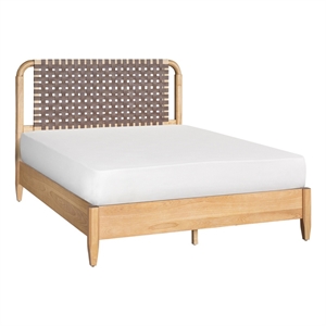 INK+IVY Jameson Mid-Century Wood/Polyurethane Woven Bed Queen in Natural