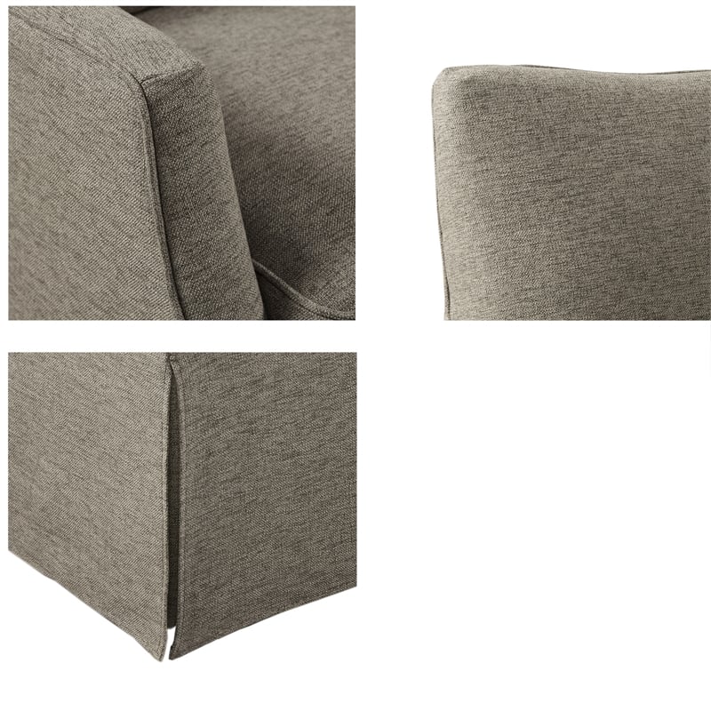 Martha Stewart London Farmhouse Fabric Upholstered Skirted Swivel Chair in Tan