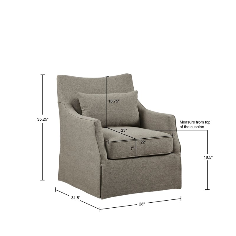 Martha Stewart London Farmhouse Fabric Upholstered Skirted Swivel Chair in Tan