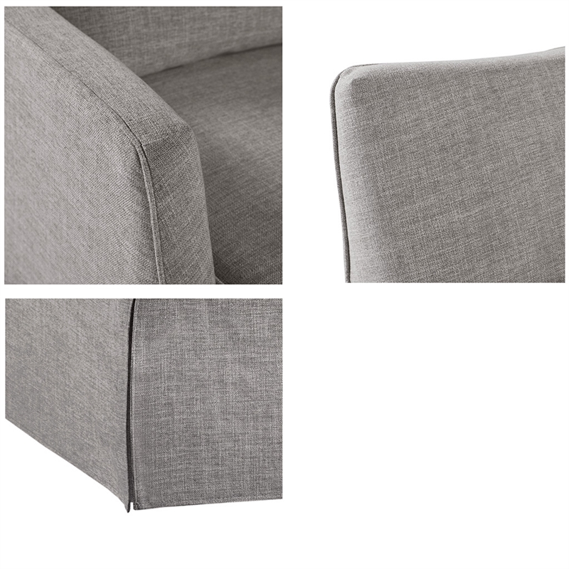 Martha Stewart London Farmhouse Fabric Upholstered Skirted Swivel Chair in Gray