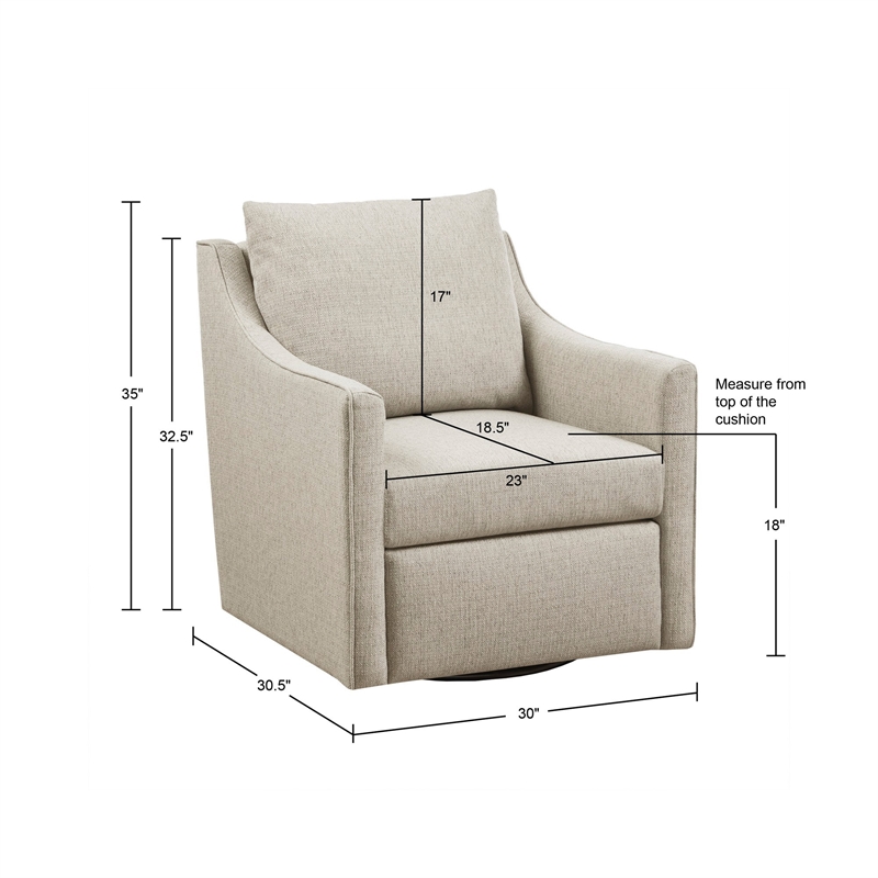 Martha Stewart Christian Woven Fabric Upholstered Swivel Armchair in Ivory