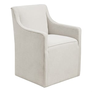 Madison Park Charlotte 20&quot Fabric Dining Arm Chair with Casters in Cream